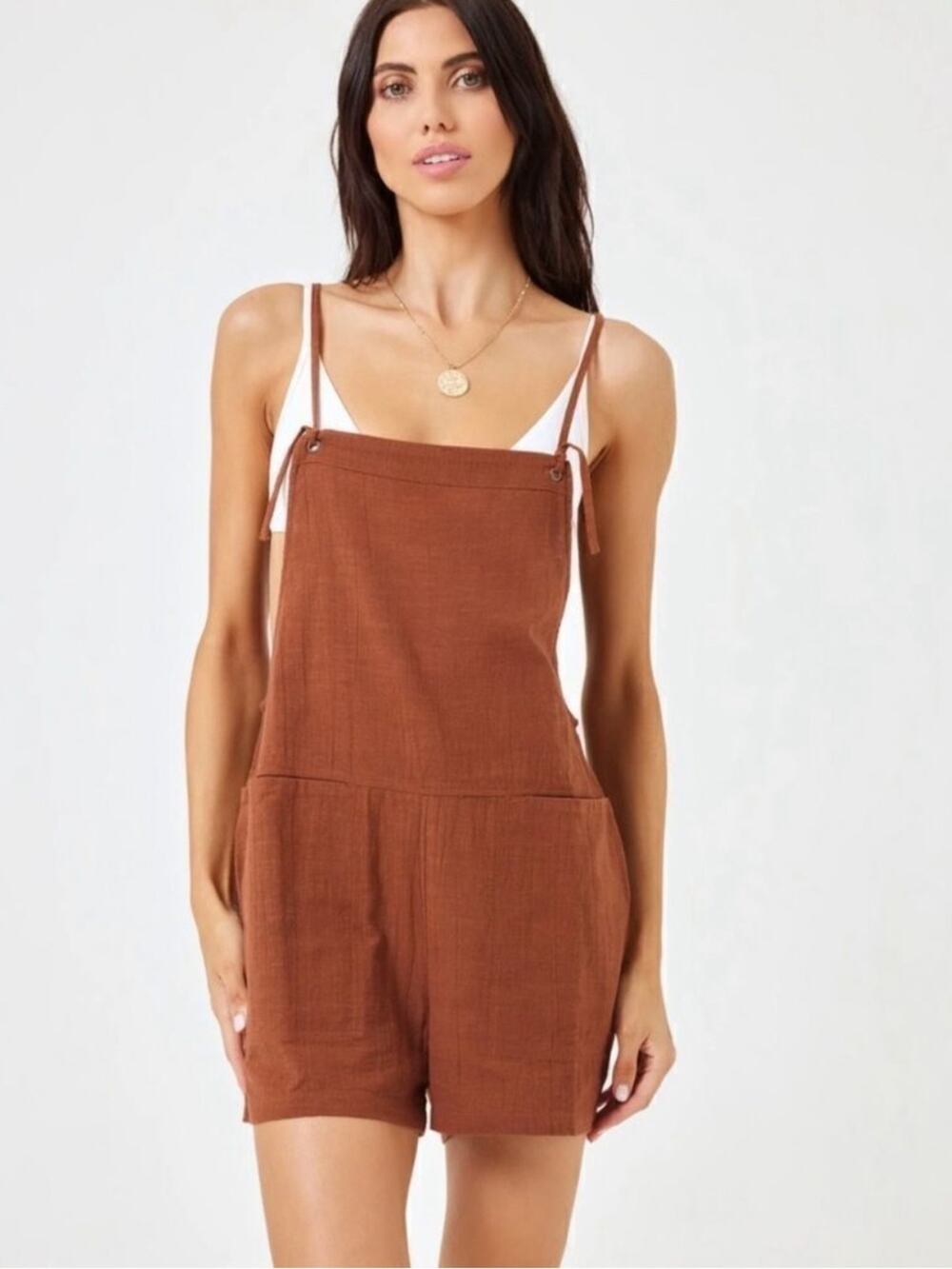 L*Space Indy Romper !00% Cotton Brown Size XS